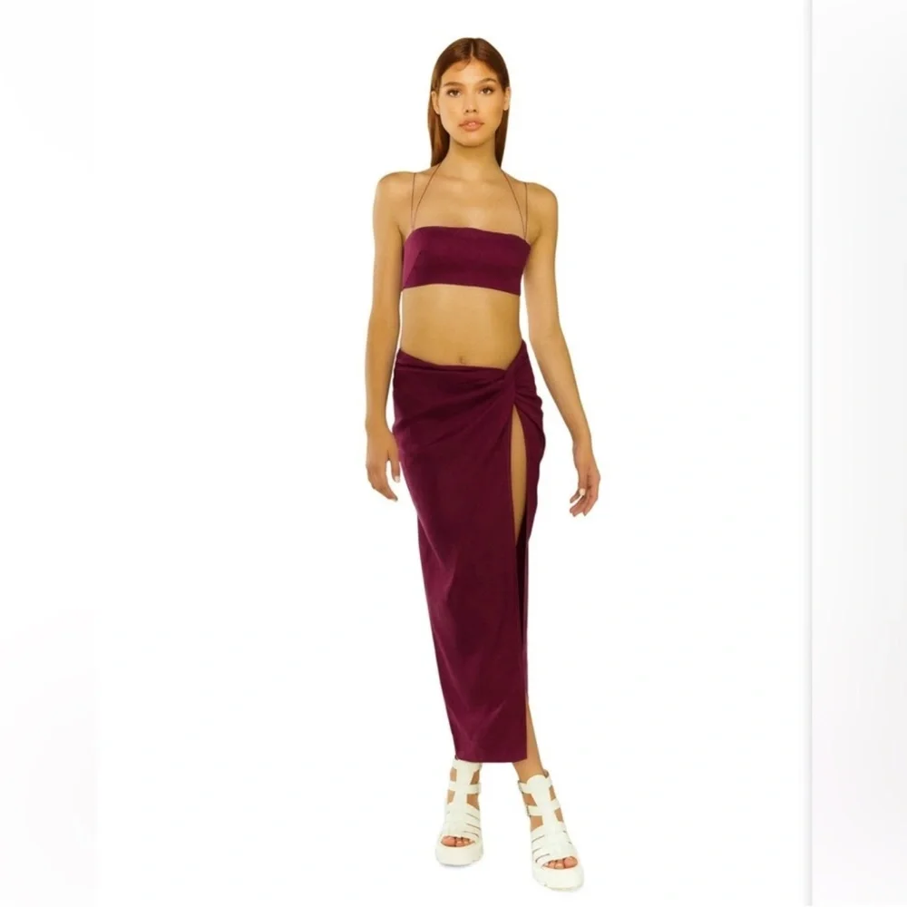 Lisa Maree plum linen skirt set XS - Picture 1 of 3